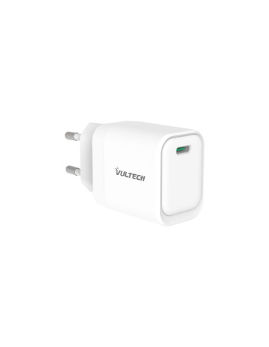 VULTECH CARICATORE ADATTATORE UNIVERSALE, 1 X TYPE-C, PD45 GAN PPS 45W, BIANCO COMPATTO