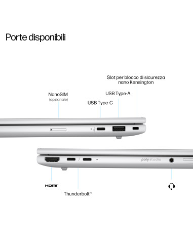 HP EliteBook 8 G1i Intel Core Ultra 7 255U Computer portatile 35,6 cm (14") WUXGA 16 GB DDR5-SDRAM 512 GB SSD Wi-Fi 6E (802.11ax