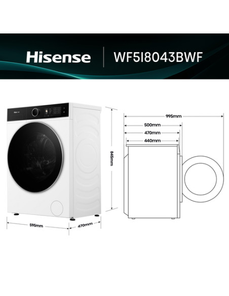 Hisense WF5I8043BWF lavatrice Caricamento frontale 8 kg 1400 Giri/min Bianco