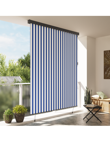 Tenda a rullo Blu e Bianco 200 x 250 cm Tessuto e Alluminio
