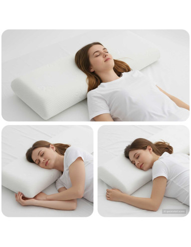 Cuscino da Letto Tinta unita Bianco 70 x 36 x 13 cm