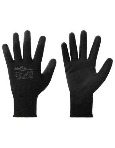 Guanti da Lavoro 24 pcs Nero 10 / xl Poliestere