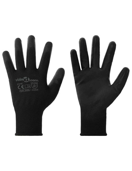 Guanti da Lavoro 24 pcs Nero 10 / xl Poliestere