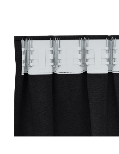Tende Blackout con Anelli 2 pcs Nero 260 x 140 cm Poliestere
