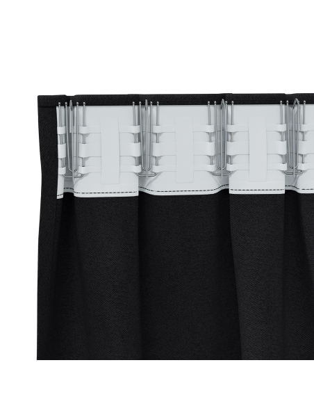 Tende Blackout con Anelli 2 pcs Nero 260 x 140 cm Poliestere