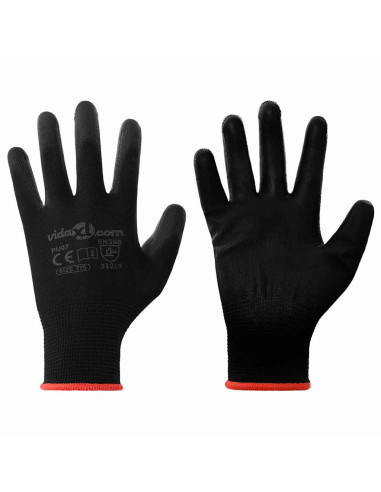 Guanti da Lavoro 12 pcs Nero 7 / S Poliestere