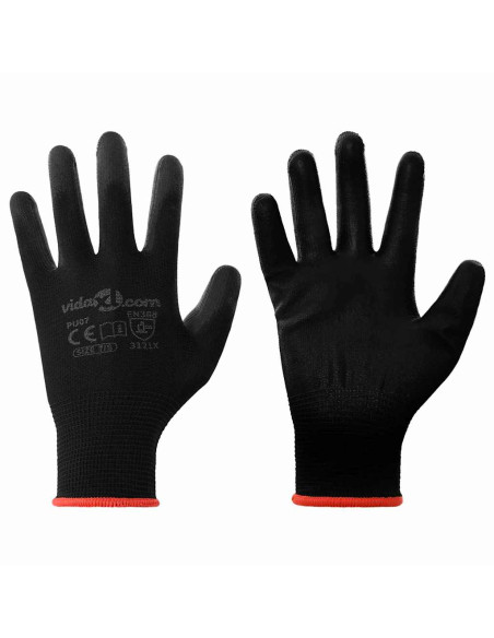 Guanti da Lavoro 24 pcs Nero 7 / S Poliestere