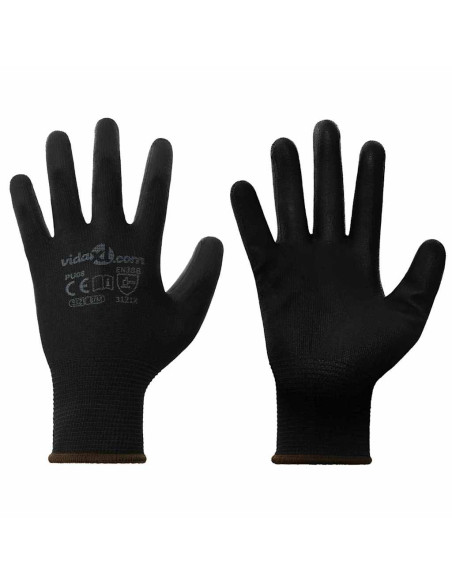 Guanti da Lavoro 24 pcs Nero 8 / m Poliestere