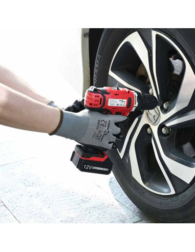 Guanti da Lavoro 12 pcs Grigio e Nero 7 / S Poliestere