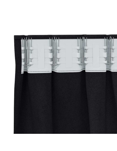 Tende Blackout con Anelli 2 pcs Nero 225 x 140 cm Poliestere