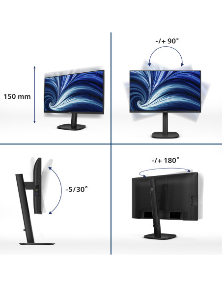 Philips Serie 3000 24B2U3301/00 Monitor PC 60,5 cm (23.8") 1920 x 1080 Pixel Full HD LCD Nero