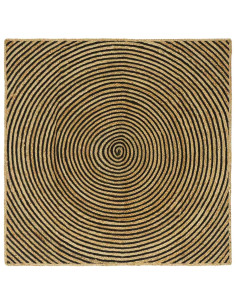 Tappeto Naturale e Nero 120 x 120 cm Juta