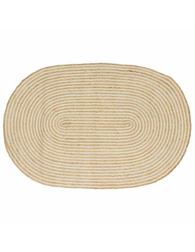 Tappeto Naturale e Bianco 122 x 183 cm Juta