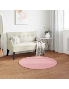 Tappeto in Pelliccia Sintetica di Coniglio Olite Rosa Ø 80 cm