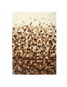 Tappeto in Pelle Patchwork di Vacca Marrone 170 x 120 cm Pelle