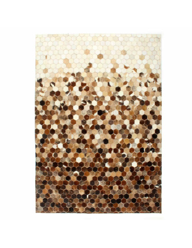 Tappeto in Pelle Patchwork di Vacca Marrone 170 x 120 cm Pelle