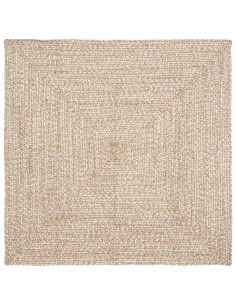 Tappeti per area Quadrato Naturale e Bianco 120 x 120 cm Juta