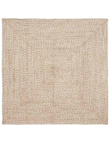 Tappeti per area Quadrato Naturale e Bianco 120 x 120 cm Juta