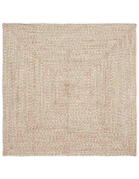 Tappeti per area Quadrato Naturale e Bianco 120 x 120 cm Juta