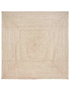 Tappeti per area Quadrato Naturale e Bianco 200 x 200 cm Juta