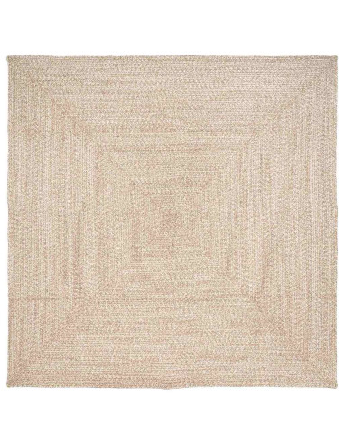 Tappeti per area Quadrato Naturale e Bianco 200 x 200 cm Juta