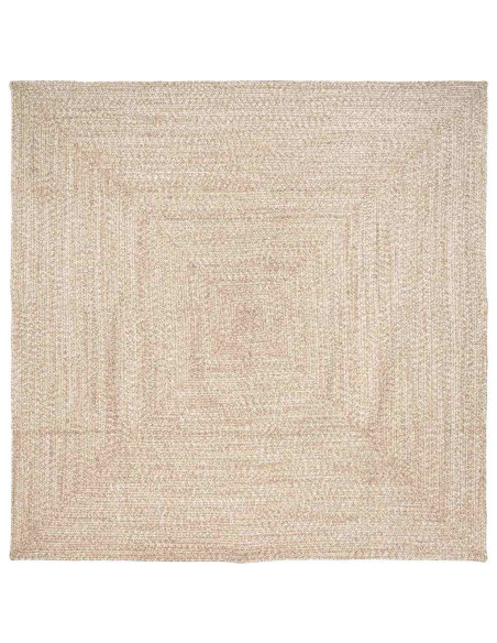 Tappeti per area Quadrato Naturale e Bianco 200 x 200 cm Juta