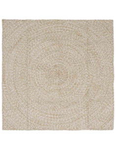 Tappeti per area Quadrato Naturale e Bianco 120 x 120 cm Juta