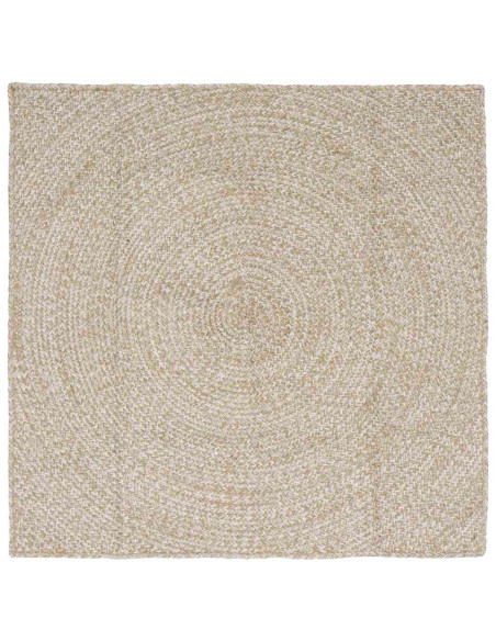 Tappeti per area Quadrato Naturale e Bianco 120 x 120 cm Juta