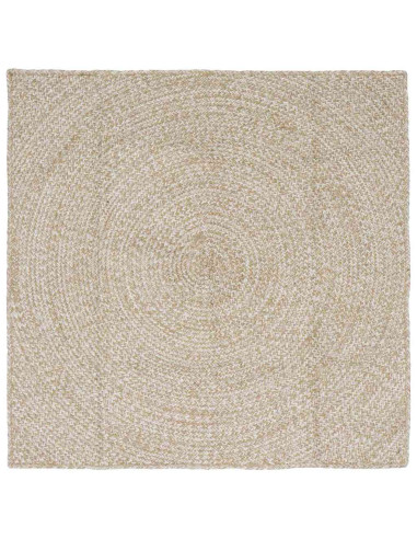 Tappeti per area Quadrato Naturale e Bianco 160 x 160 cm Juta