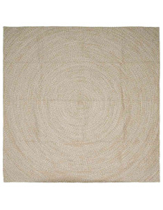Tappeti per area Quadrato Naturale e Bianco 200 x 200 cm Juta
