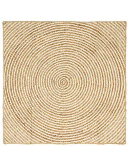 Tappeto Naturale e Bianco 120 x 120 cm Juta