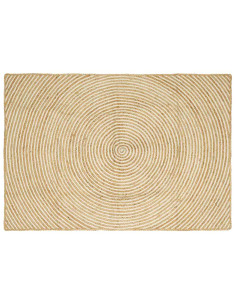 Tappeto Naturale e Bianco 140 x 200 cm Juta