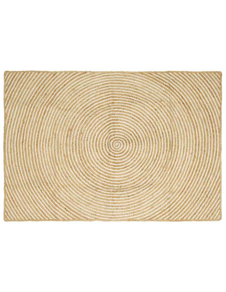 Tappeto Naturale e Bianco 140 x 200 cm Juta