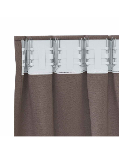 Tende Blackout con Anelli 2 pcs Marrone Scuro 175 x 140 cm