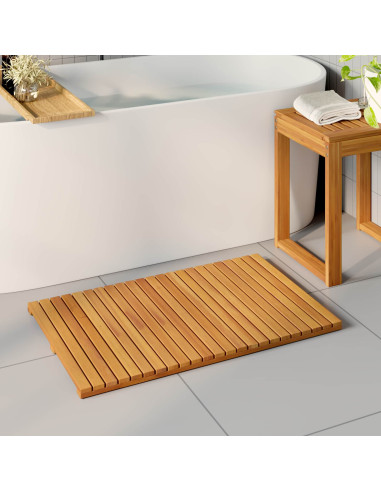 Tappeto da bagno Tinta unita Marrone 80 x 50 cm legno