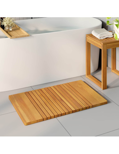 Tappeto da bagno Tinta unita Marrone 59 x 40 cm legno