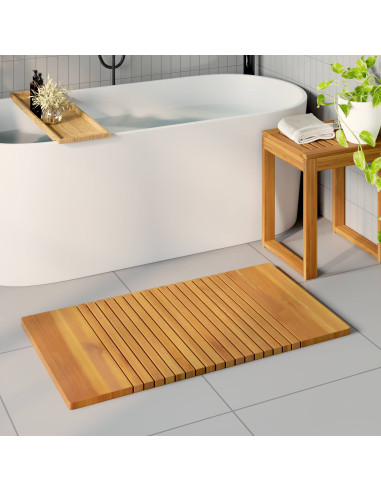 Tappeto da bagno Tinta unita Marrone 100 x 55 cm legno