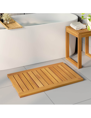 Tappeto da bagno Tinta unita Marrone 80 x 50 cm legno