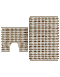 Set Tappeti in Iuta Intrecciati a Mano Naturale e Bianco