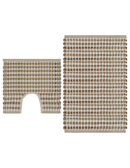 Set Tappeti in Iuta Intrecciati a Mano Naturale e Bianco