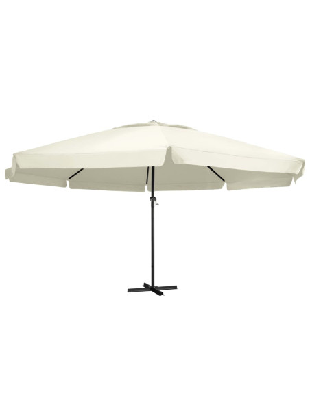 Ombrellone da Giardino Palo in Alluminio 600 cm Bianco Sabbia
