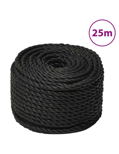 Corda da Lavoro Nera 16 mm 25 m in Polipropilene