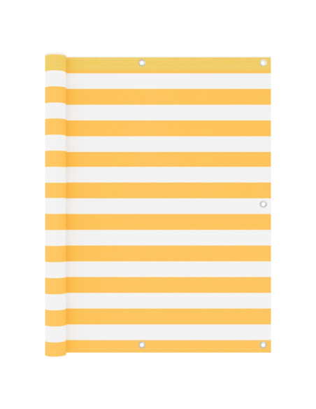Paravento Balcone Bianco e Giallo 120x300 cm Tessuto Oxford