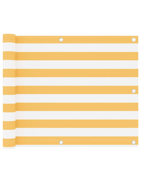 Paravento da Balcone Bianco e Giallo 75x600 cm Tessuto Oxford