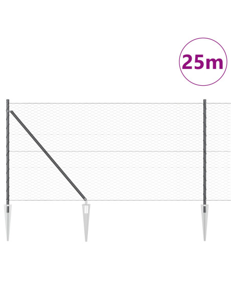 Palo della recinzione Grigio 25 x 1 m (rete 36 mm) Acciaio