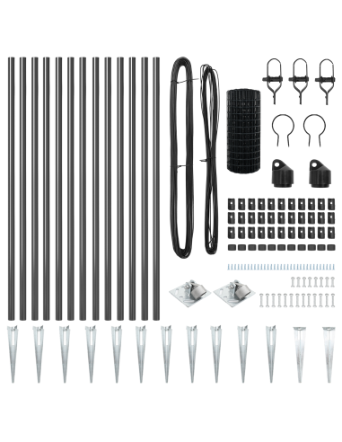 Recinzione con Posto Grigio 0,8 x 25 m Acciaio e PVC