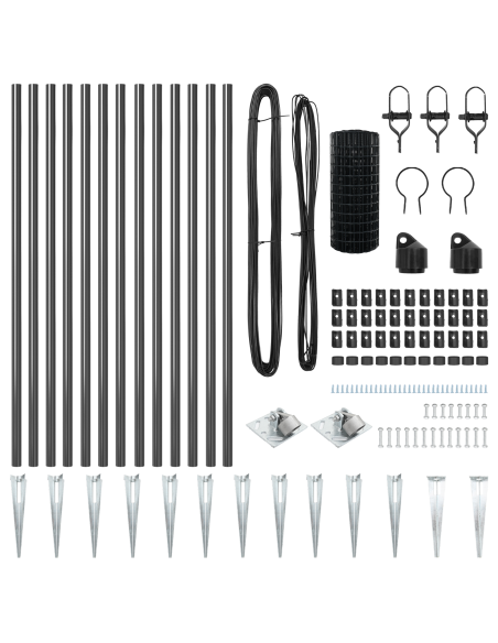 Recinzione con Posto Grigio 0,8 x 25 m Acciaio e PVC