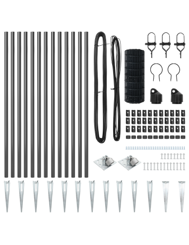 Recinzione con Posto Grigio 0,8 x 25 m Acciaio e PVC