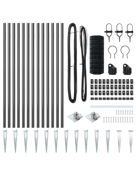 Recinzione con Posto Grigio 0,8 x 25 m Acciaio e PVC