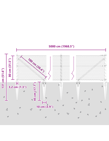 Palo della recinzione Grigio 50 x 0,8 m (rete da 25 mm)